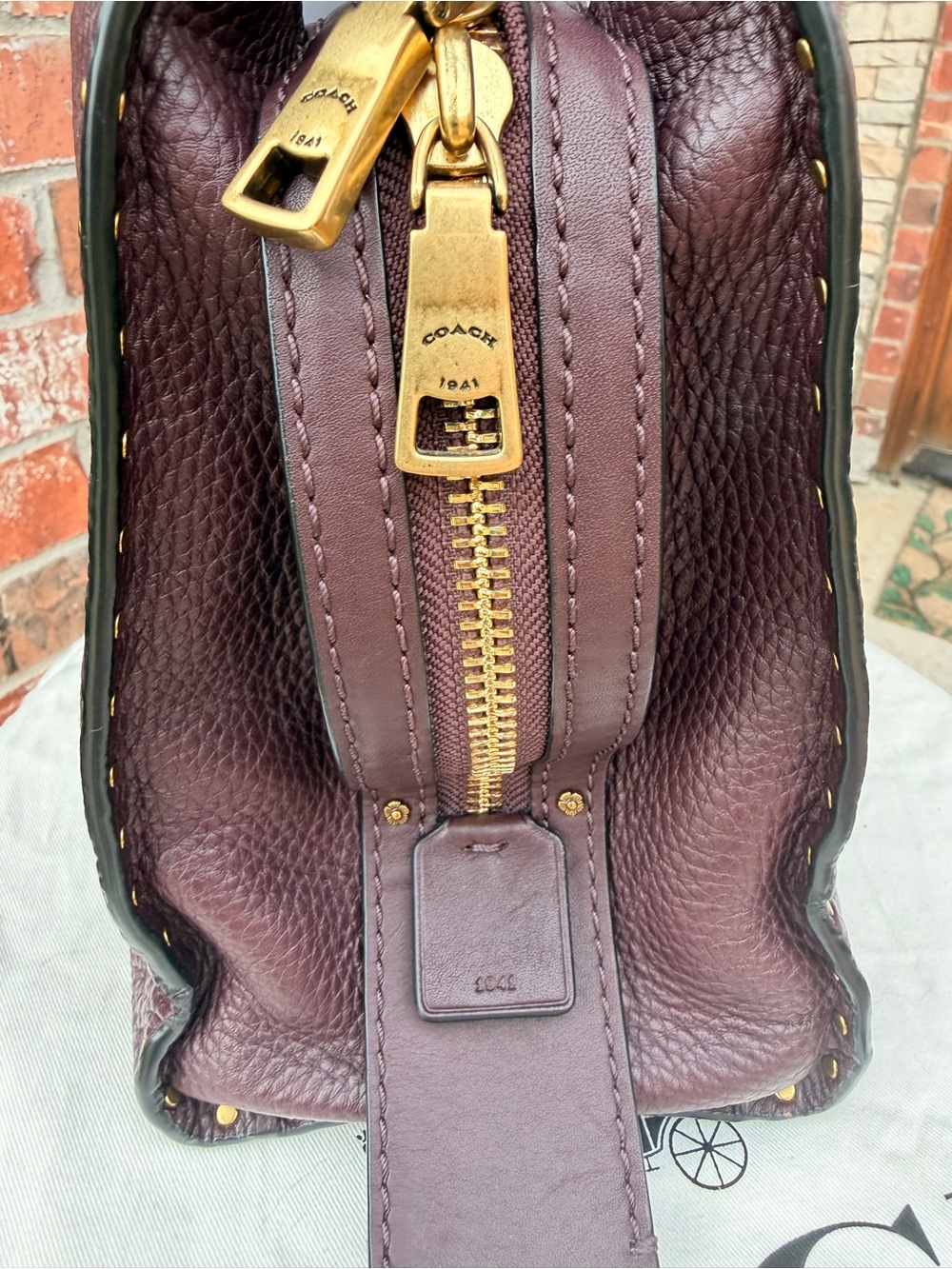 Coach 1941 Rogue with Tea Rose Rivets Oxblood Leather - Style #30456 - Picture 4 of 15